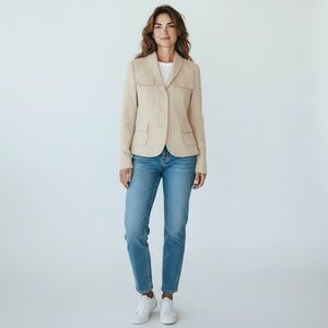 Akris Punto Cream Fully Lined Cotton Jacket Size Small